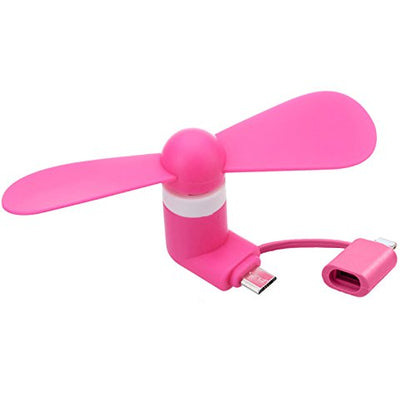 USB mini fan for Smartphone (Compatible) android with multi plug-Pink