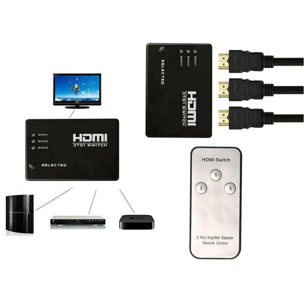 HDTV Switcher Box 3 In 1 Out, Full HD 1080P