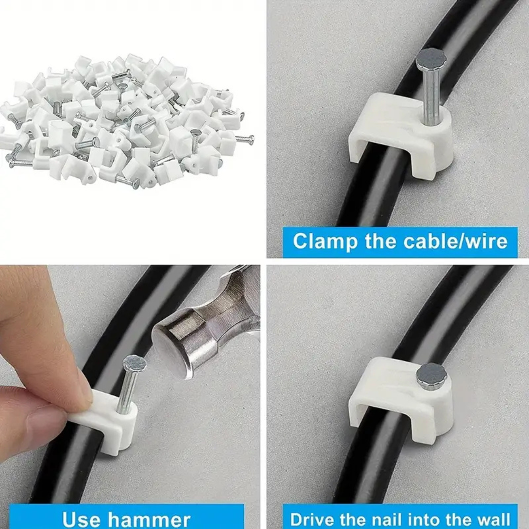 100 Cable Wire Clips, 7mm