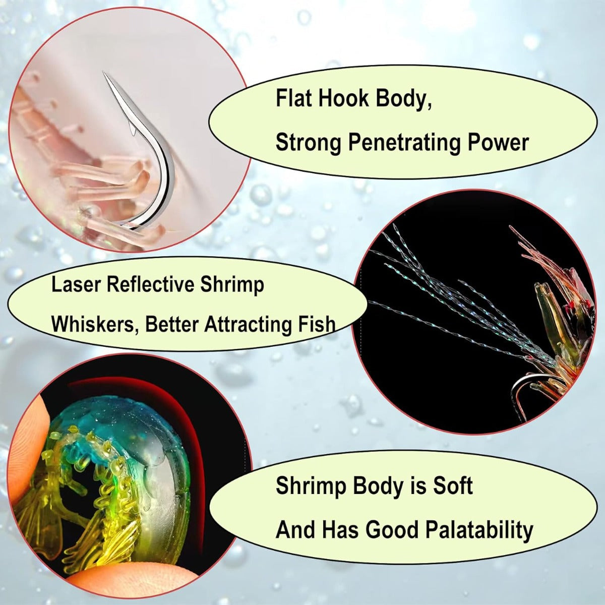 7 pcs / OPP Luminous Shrimp Silicon Soft Lure Catch Fish Artificial Bait Hook
