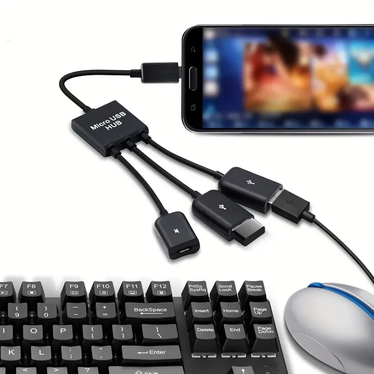 3 in 1 Micro USB OTG Hub Adapter 2 USB Port