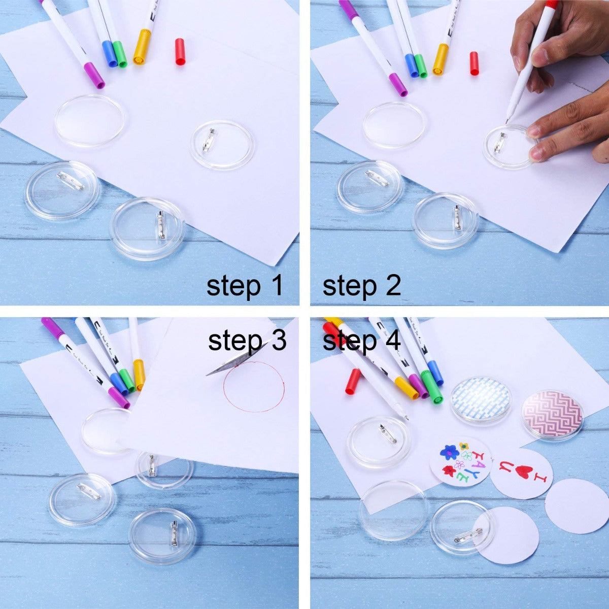 Clear Acrylic Button Badge Kit Handmade DIY Craft Supplies