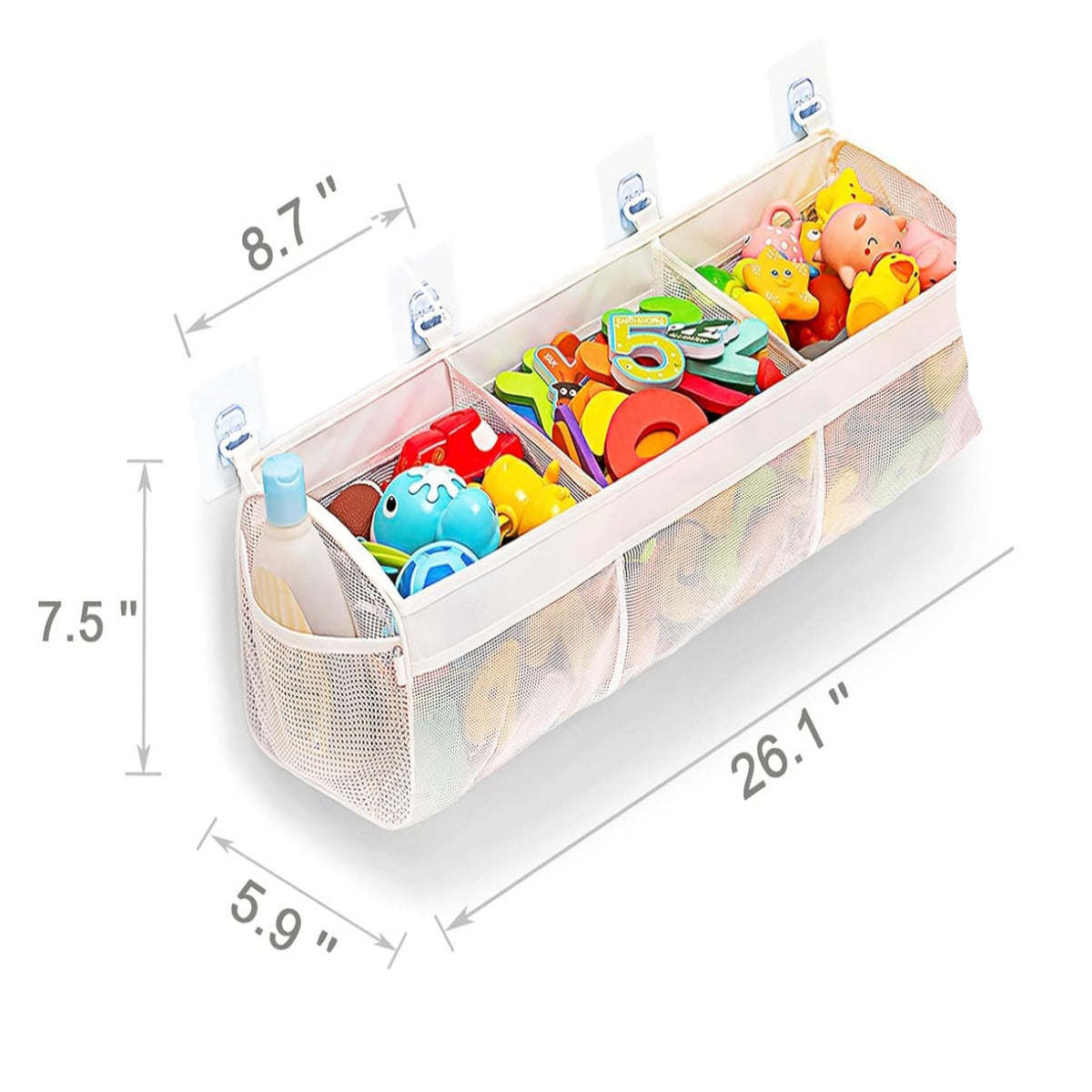 Store & Arrange Rack Hanging Mesh Bag Bath Toy Cleaning Bag