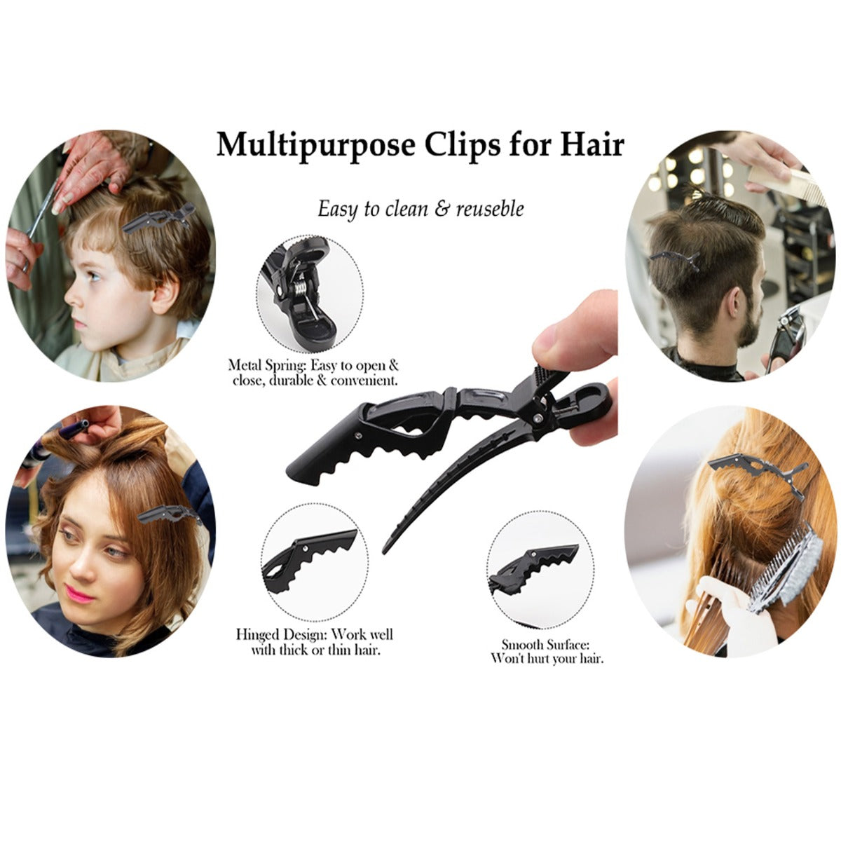 6 Pcs Colorful Hair Clips