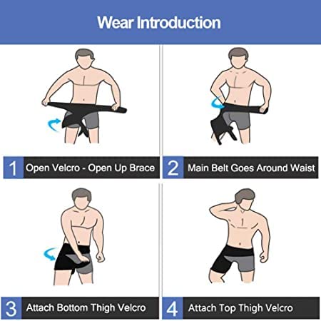 Groin and Hip Compression Wrap with Waist Belt, Large Right Leg – Adjustable Neoprene Thigh Support Brace for Hamstring and Quad, Men and Women, Black