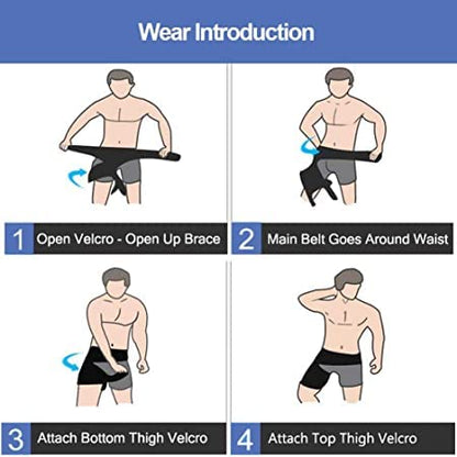 Groin and Hip Compression Wrap with Waist Belt, Large Right Leg – Adjustable Neoprene Thigh Support Brace for Hamstring and Quad, Men and Women, Black
