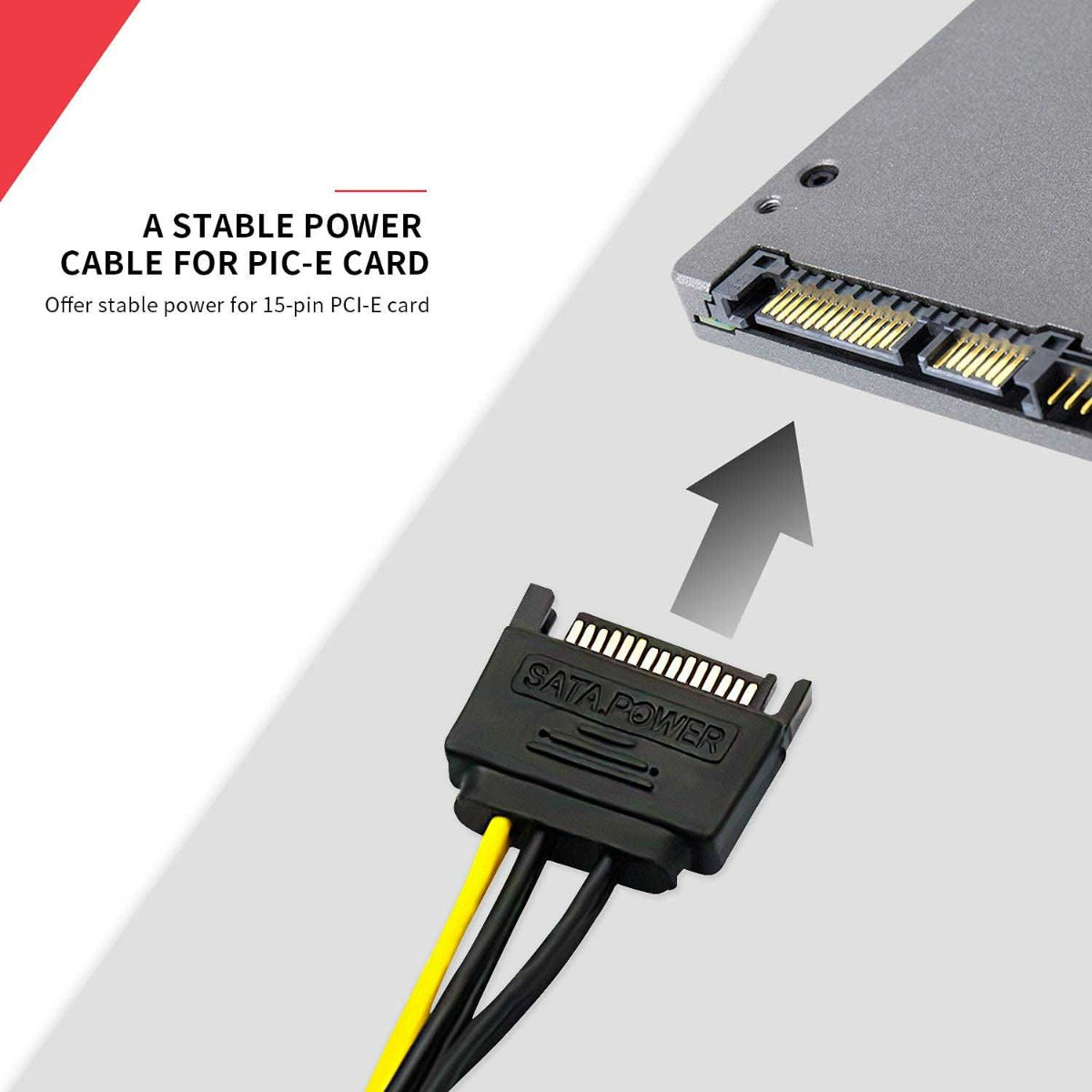15pin SATA Power to 6pin PCIe PCI-e PCI Express Adapter Cable