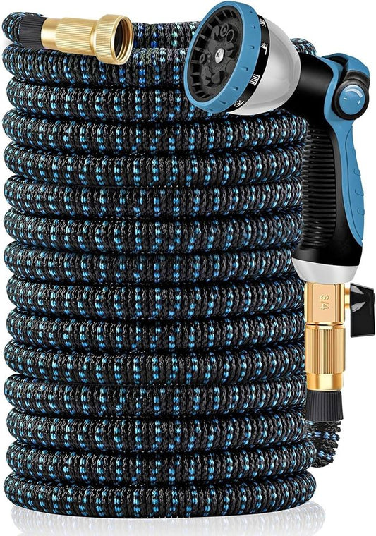 Expandable Garden Hose 100 ft Flexible Retractable Water Hose with 10 Function Sprayer Nozzle