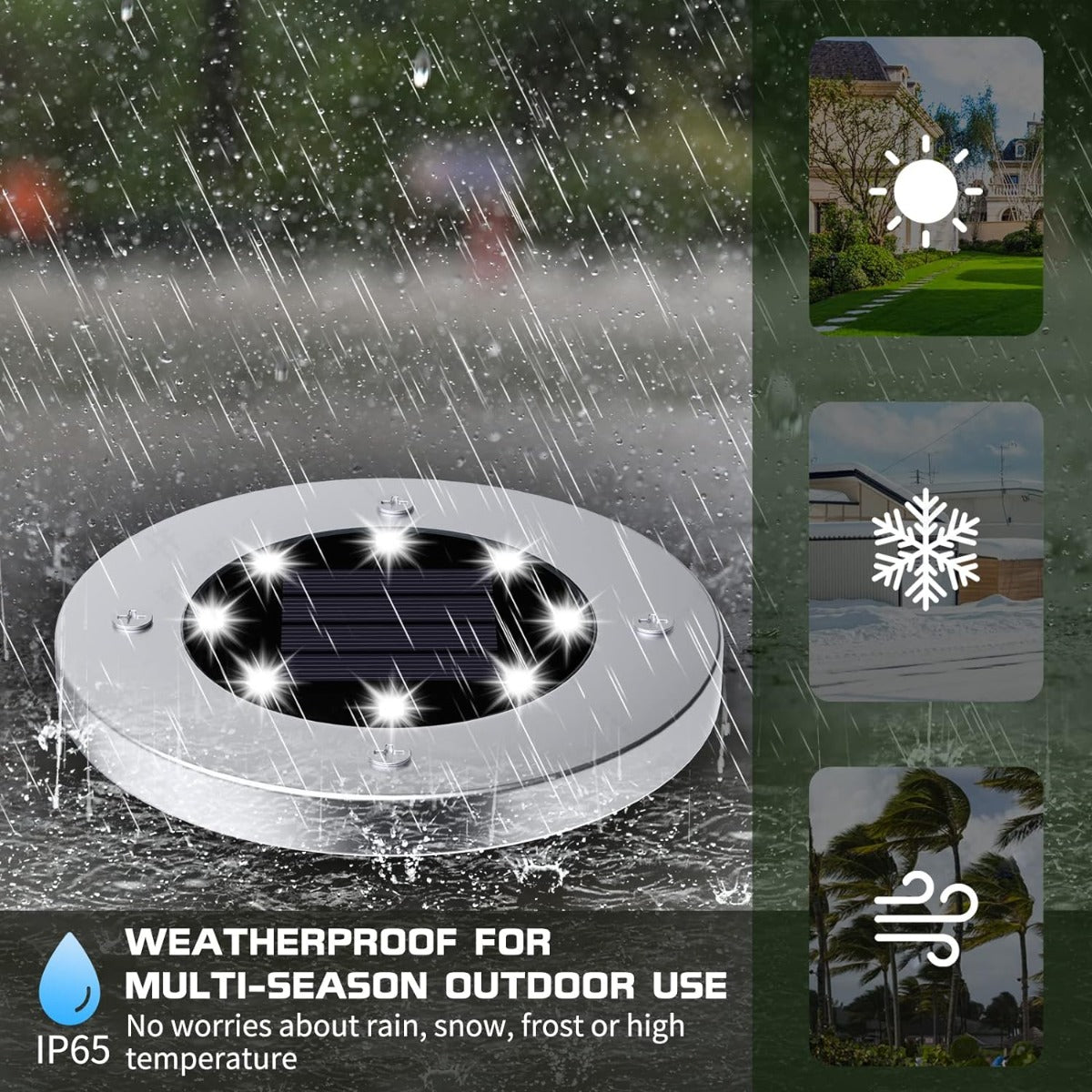 4Pcs LED Solar Powered In-Ground Lights - cool white