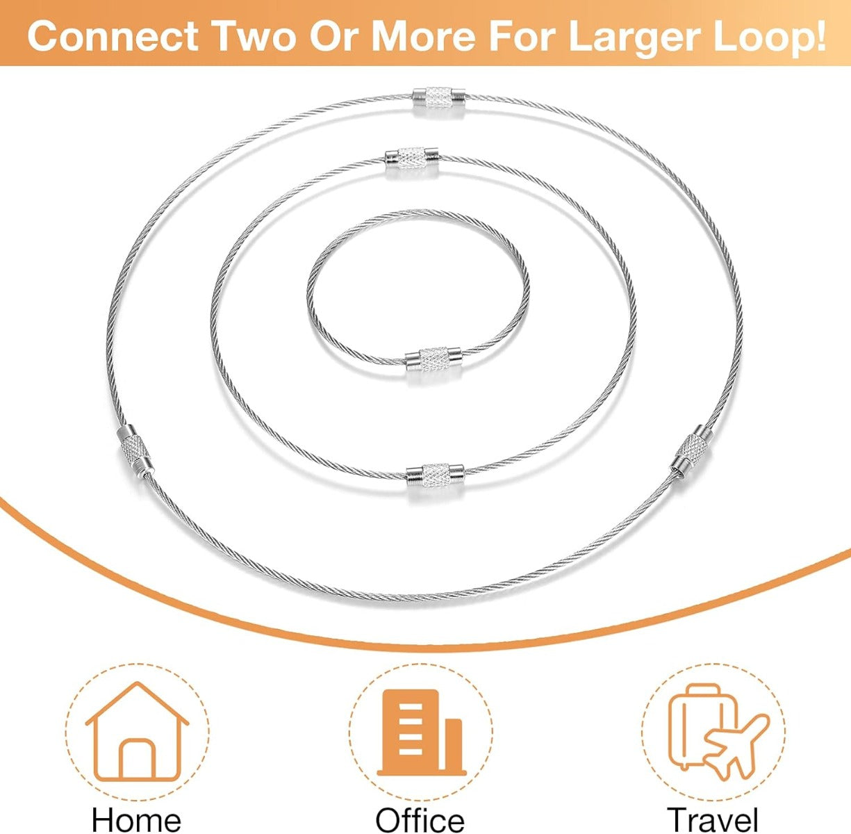 10pcs - Stainless Steel Wire Keychain Cable