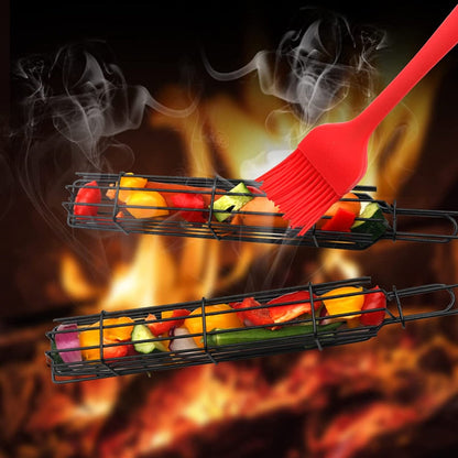 BBQ Non-Stick Single Kabob Grilling Basket and Smoker