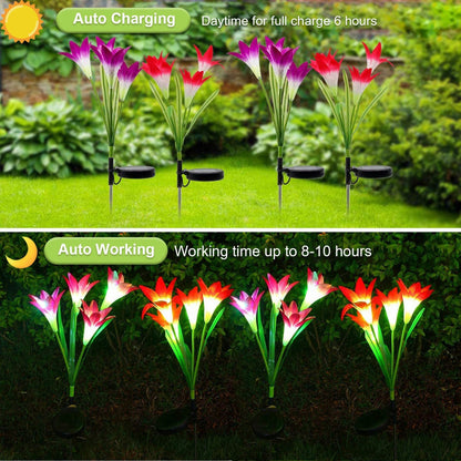 2Pcs Solar Garden Flower Light