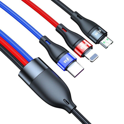 3 in 1 Nylon Braided Multi Charging Cable
