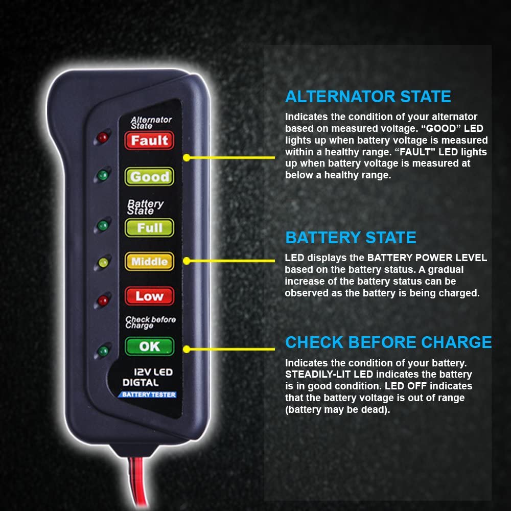12V Digital Battery Alternator Tester