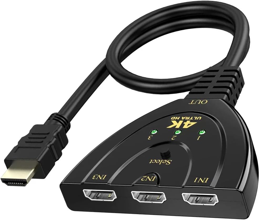 4K HDTV Switch Splitter 3 In 1 Out with Pigtail Cable
