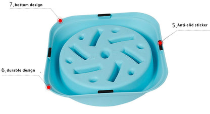 Dog Food Slow Feeder Plastic Bowl BLUE