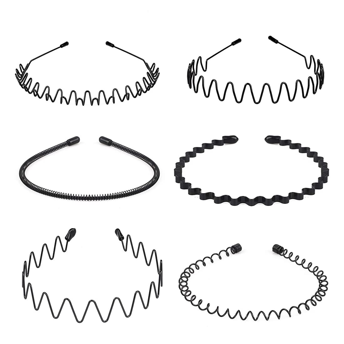 6 pieces Non-Slip Metal Headbands