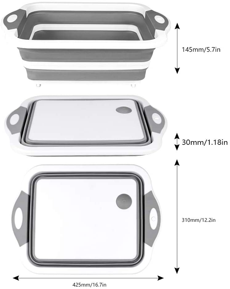 Collapsible Cutting Board with Colander