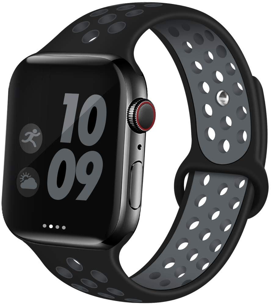 Smart Watch Silicon Band 38 MM / 42 MM-Black &amp;amp; Grey-38mm