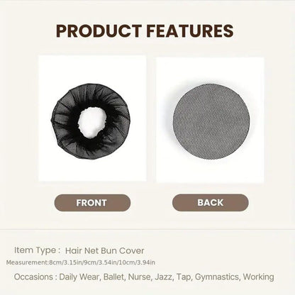 10pcs Black Bun Hair Nets Stretch Reusable Elastic Mesh Bun Cover Ballerina Dancer Bank Clerk