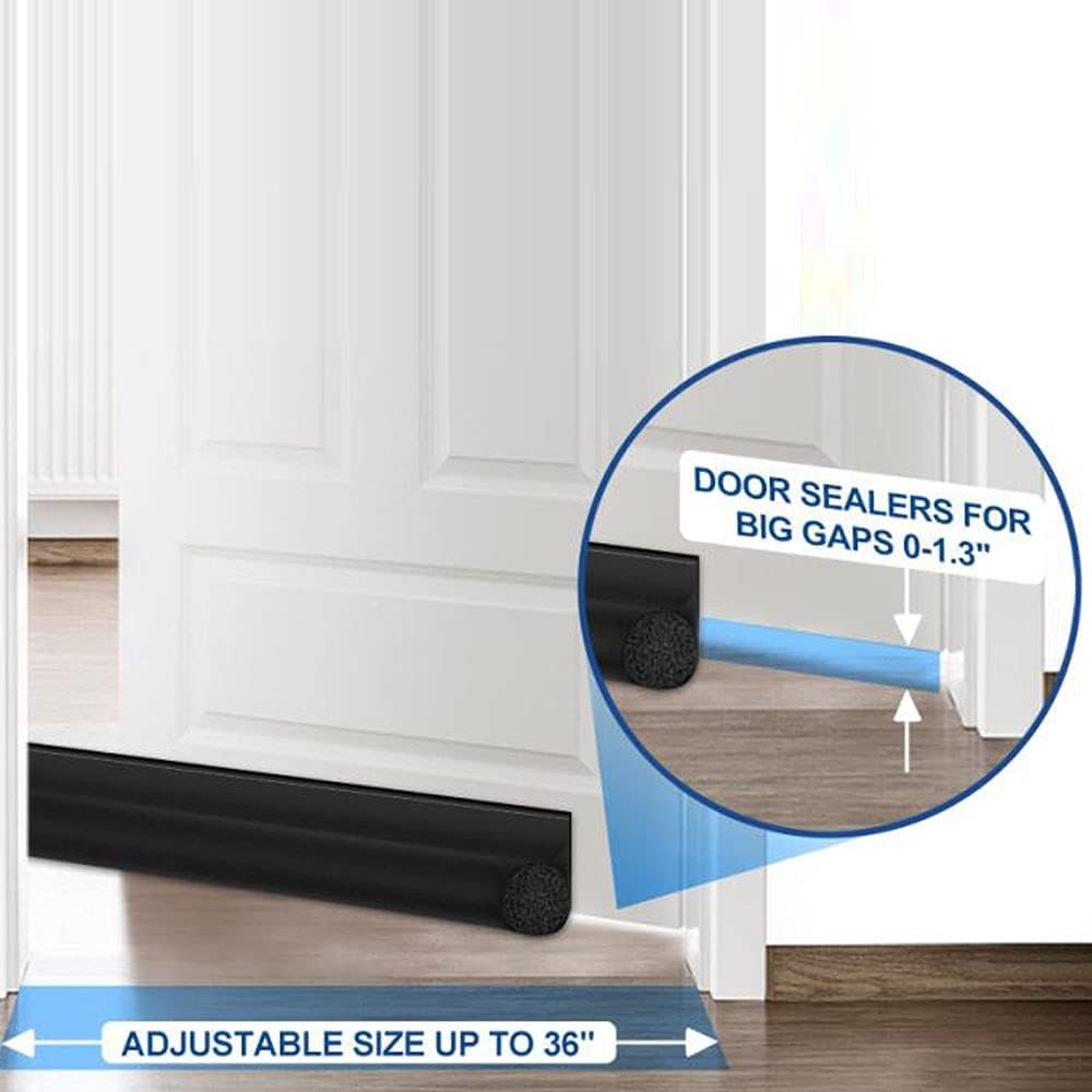 Door Draft Stopper 30 inches Grey Under Noise Blocker Exterior