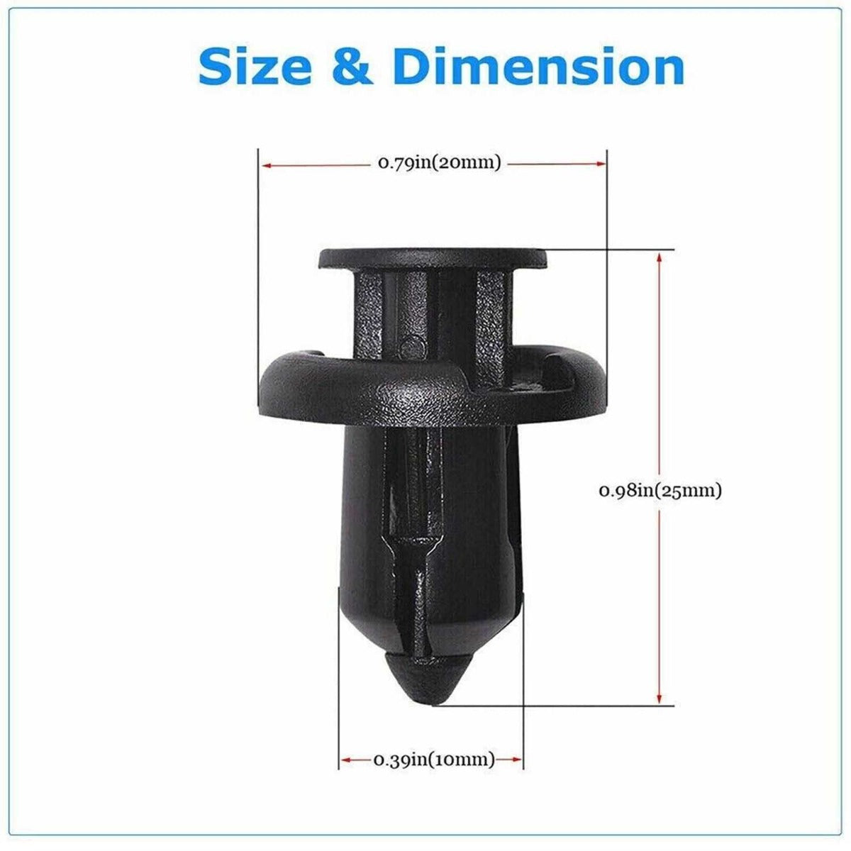 100 Pcs 10mm Bumper Retainer Clips - Black