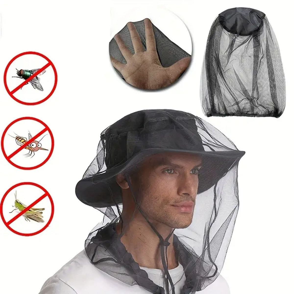 5pcs Mosquito Head Net Hat for Outdoor Activities