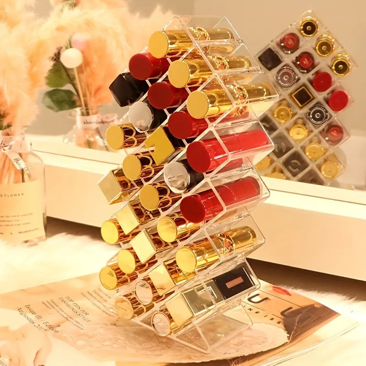 Stackable Fish Shape Lipstick Tower Makeup Organizer