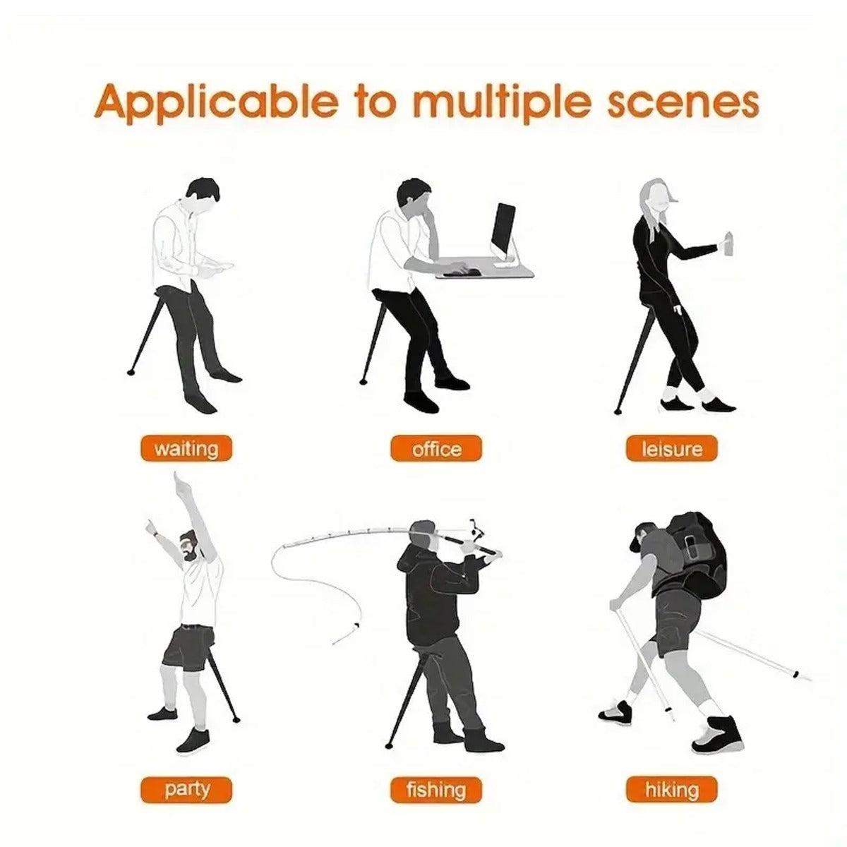 1pc Multi-functional Black Walking Stick