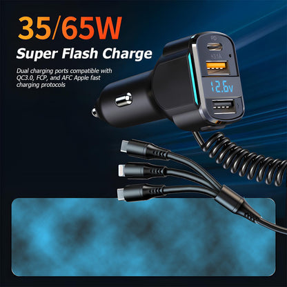 65W 3-port USB Fast Car Charger