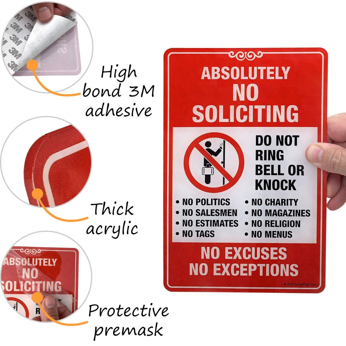 Smart Sign Absolutely No Soliciting Stickers