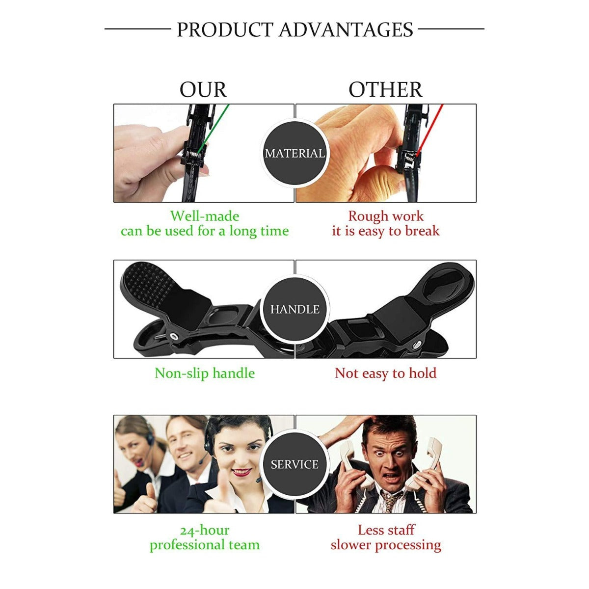 6 Pcs Colorful Hair Clips