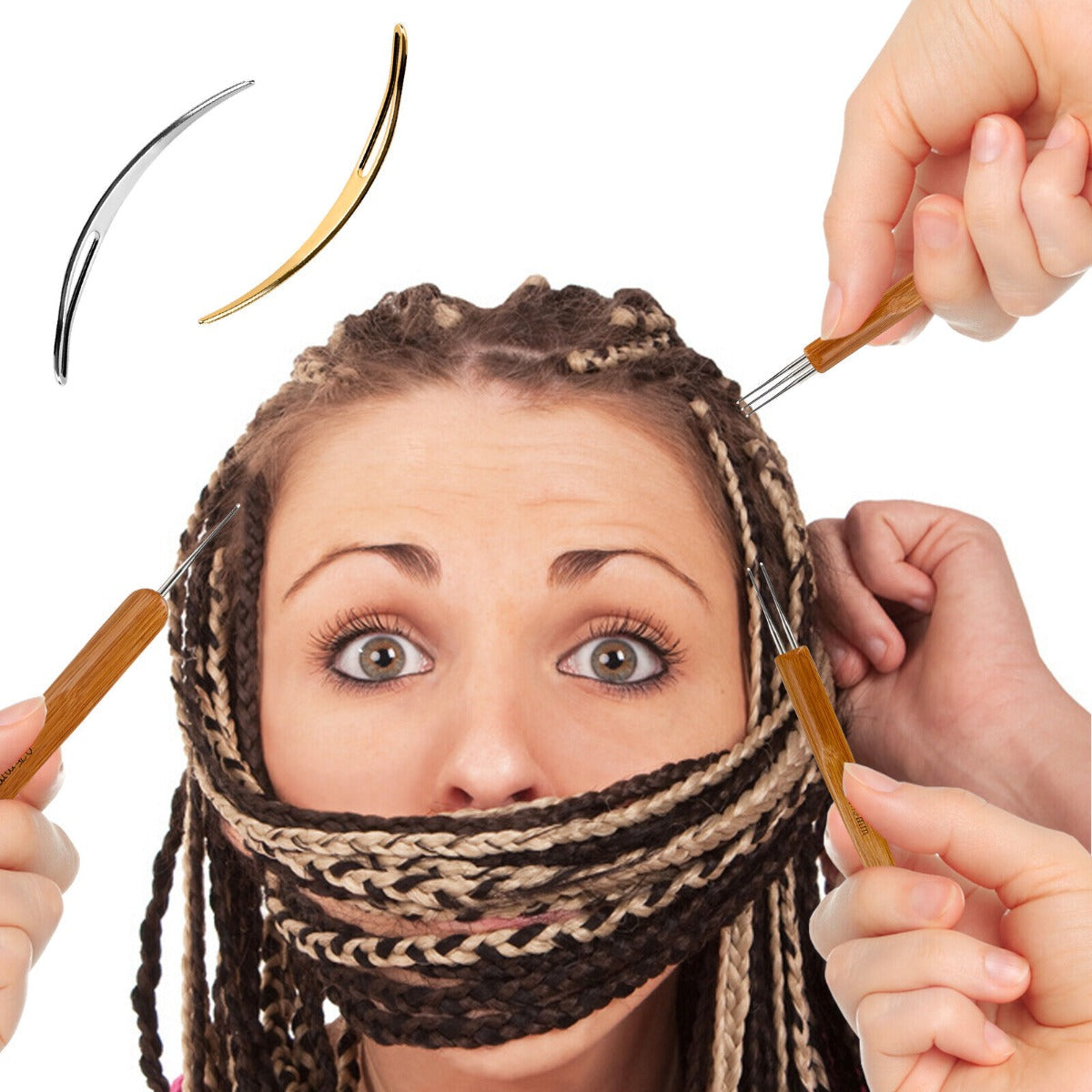 5Pcs DIY Hook Bamboo Handle