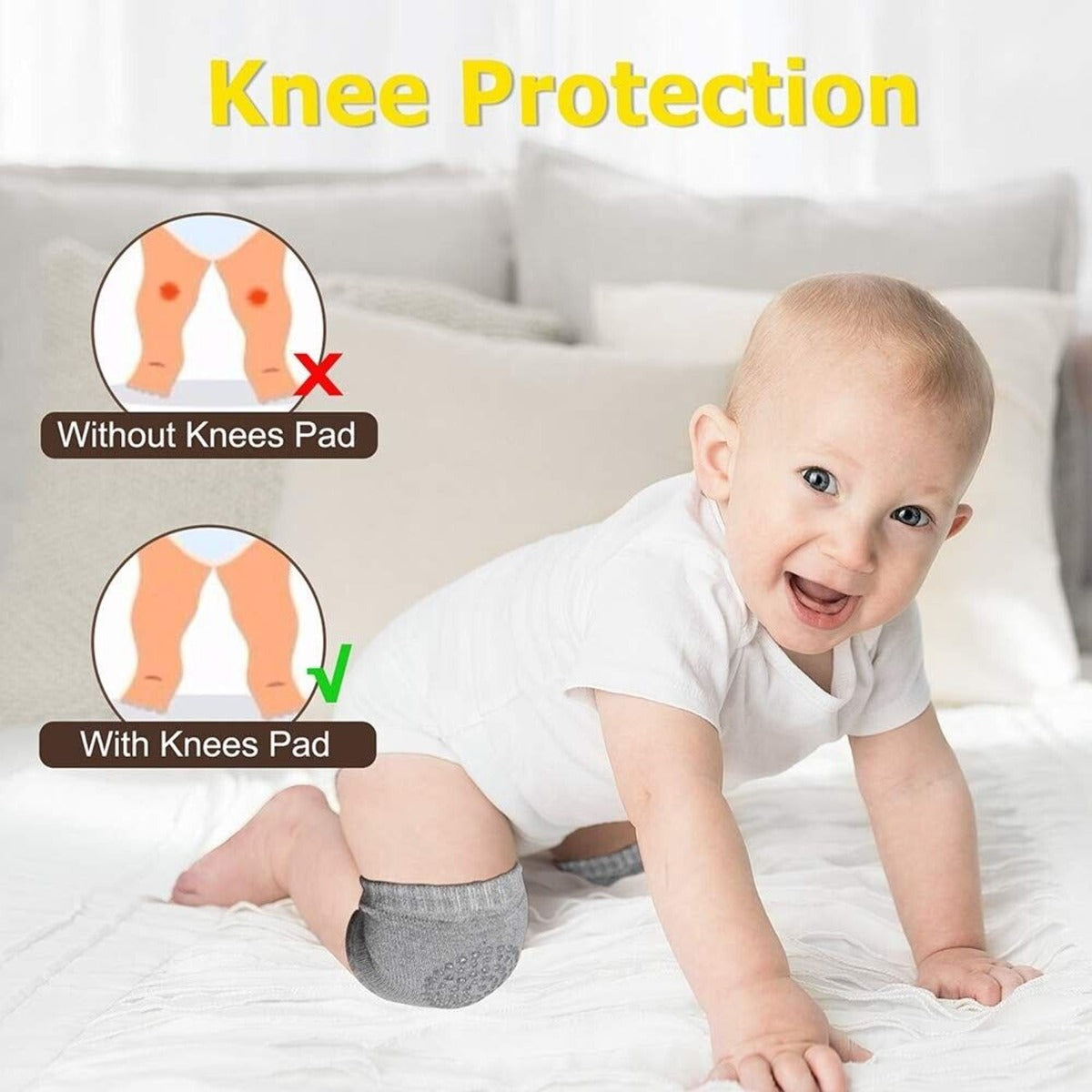 Baby Crawling Cushion Knee Pads Grey