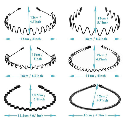 6 pieces Non-Slip Metal Headbands