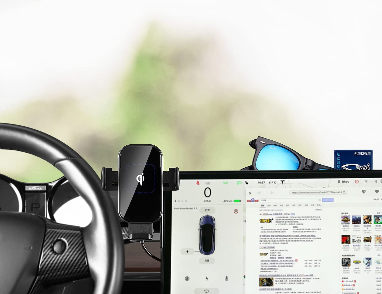 15W Fast Wireless Car Charger Vent Mount with CLIP AND SUCKING DISC