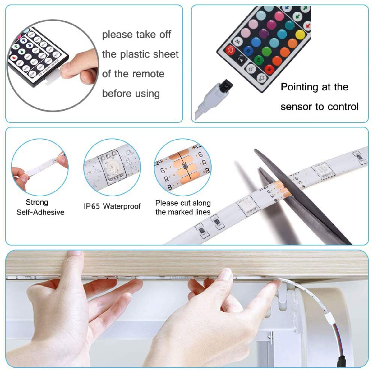 32.8 Feet 5050 RGB LED Strip Light With Adapter