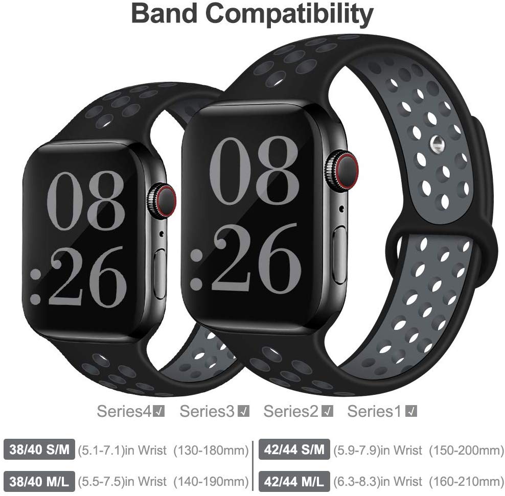 Smart Watch Silicon Band 38 MM / 42 MM-Black &amp;amp; Grey-42mm