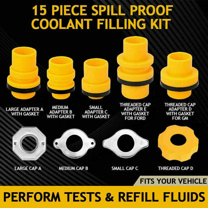 15Pcs Spill Proof Coolant Filling Kit