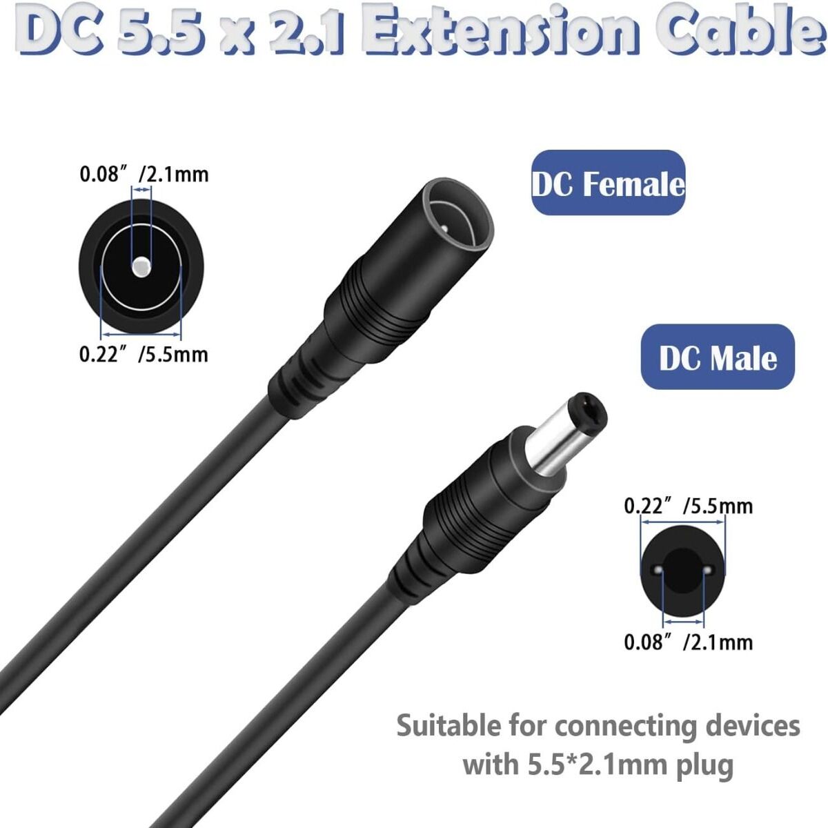 DC 12V Power Extension Cable - 5 Meter