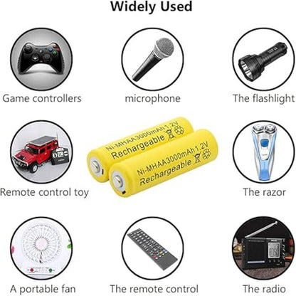 Ni-MH AA 3000mAh 1.2V Rechargeable Batteries (4 Pack)