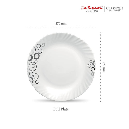 La Opal Glass Diva, Classique Collection, Opal Glass Full Plate Set 11" 6 pcs-Mystrio Black
