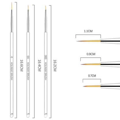 3Pcs/opp Nail Art Brushes, Thin Liner Brush
