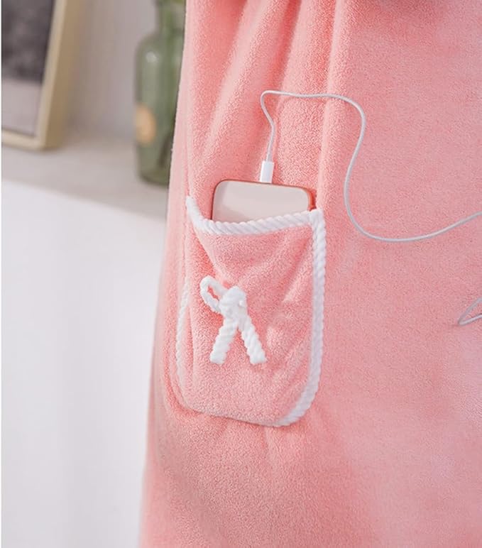 Absorbent Bath Skirt Adult Wearable Bath Robe Beach Orange PINK