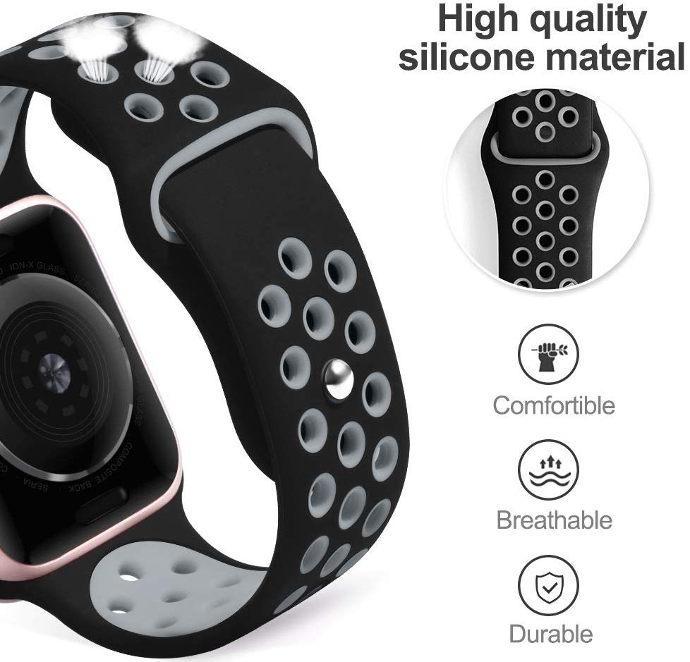 Smart Watch Silicon Band 38 MM / 42 MM-Black &amp;amp; Grey-42mm