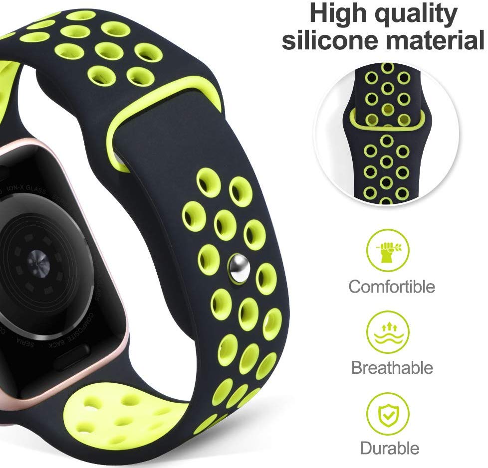 Smart Watch Silicon Band 38 MM / 42 MM-Black &amp;amp; Yellow-38mm