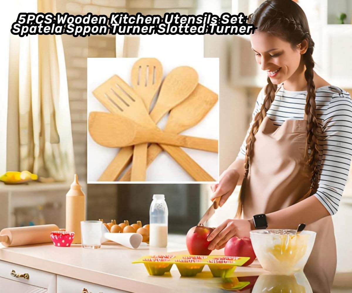 5 Pcs Wooden Utensil Kitchen Spatula Set