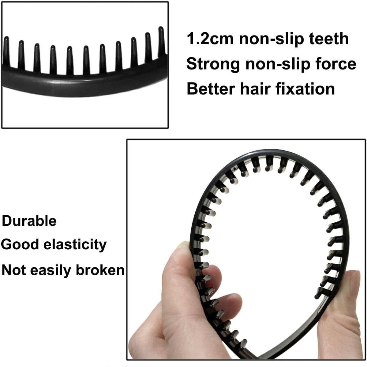 Non Slip Plastic Headbands With Teeth Comb Skinny Hair Bands