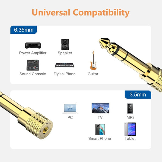 6.35mm 1/4" Male to 3.5mm 1/8" Female Adapter