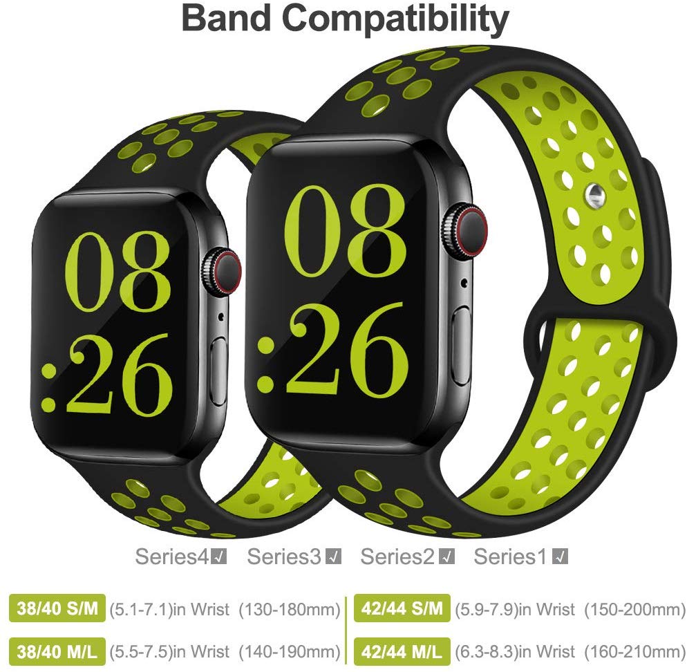 Smart Watch Silicon Band 38 MM / 42 MM-Black &amp;amp; Yellow-38mm